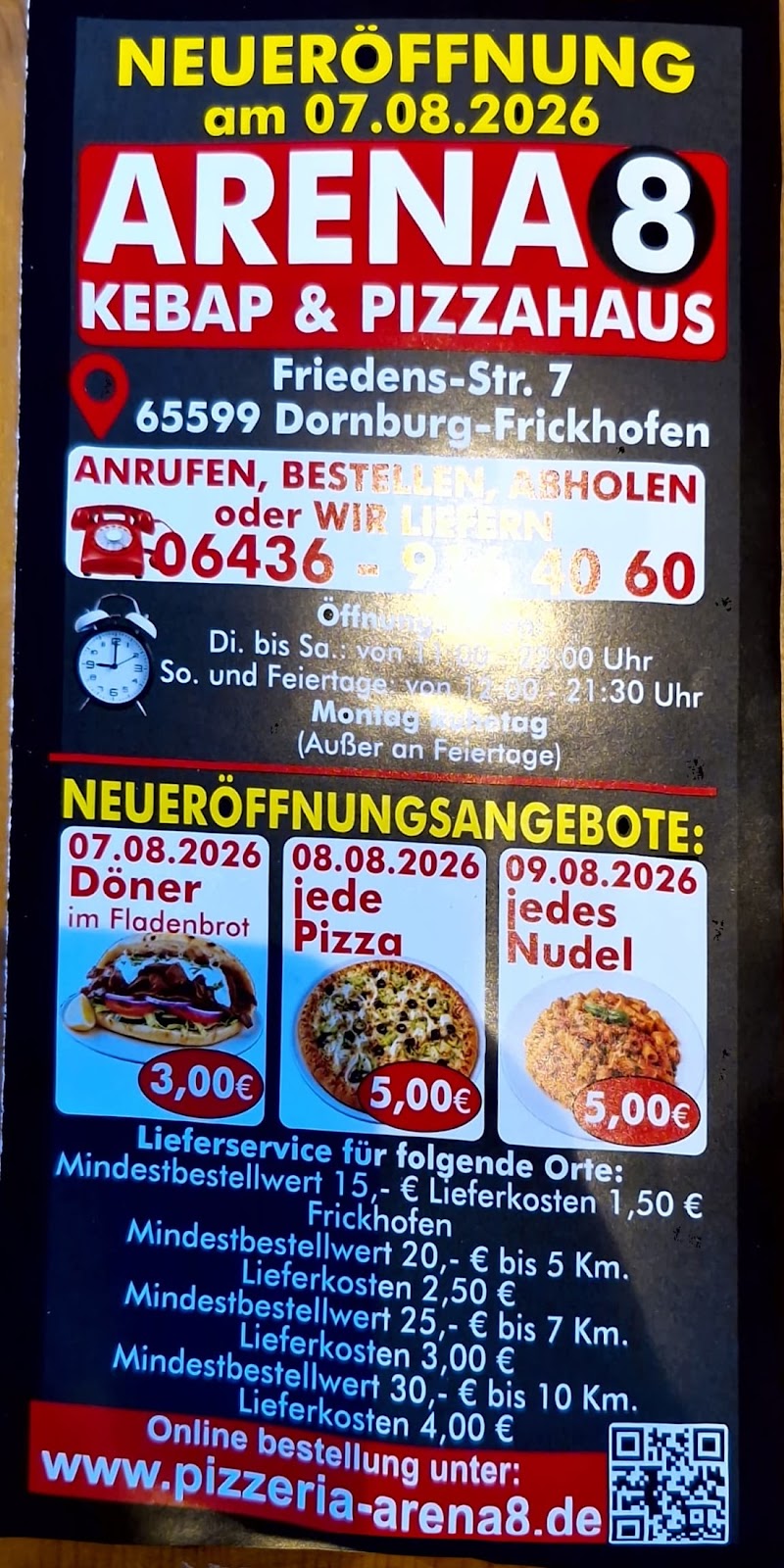 Arena 8 Pizza & Kebabhaus, Restaurant in Dornburg