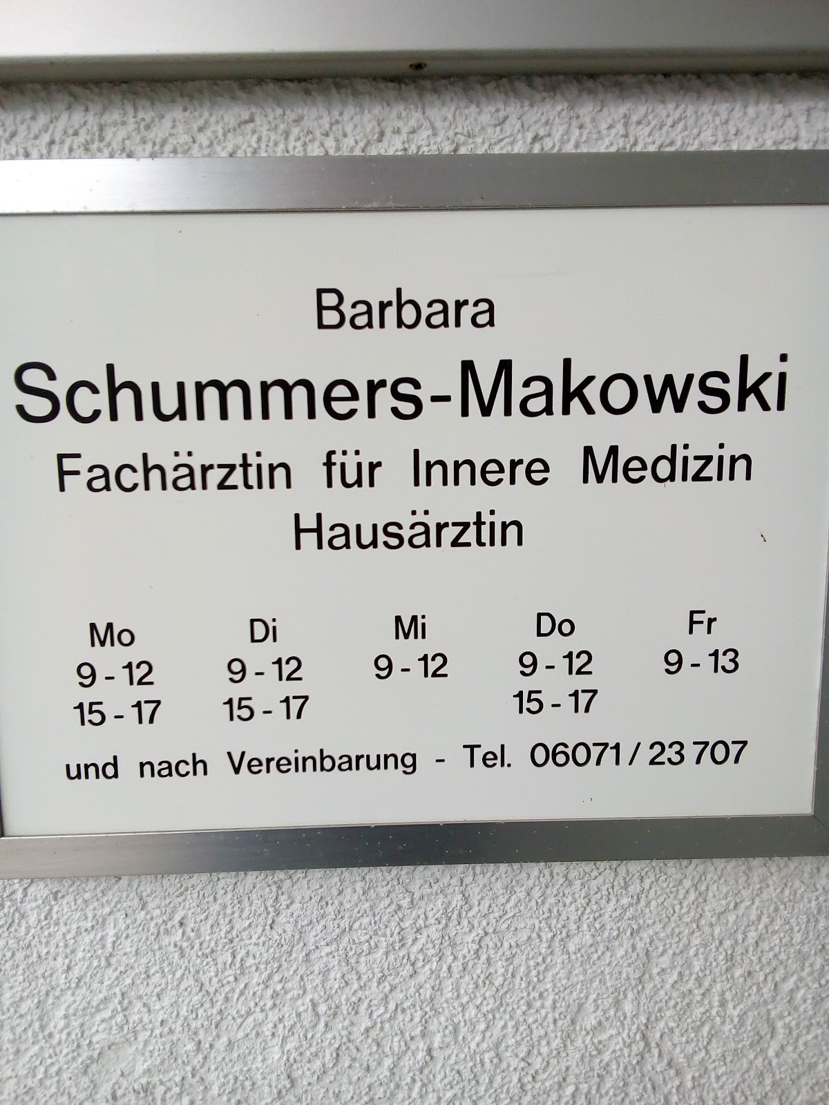Barbara Schummers-Makowski, Arzt in Dieburg