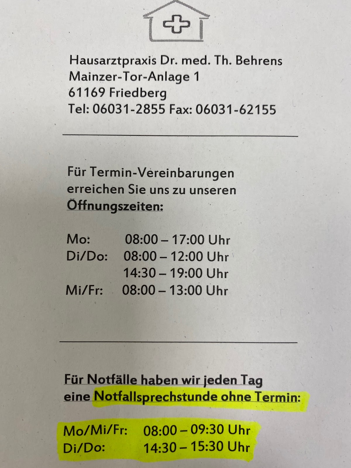 Dr.med. Thomas Behrens Facharzt für Allgemeinmedizin, Arzt in Friedberg (Hessen) – Foto 1 von 1