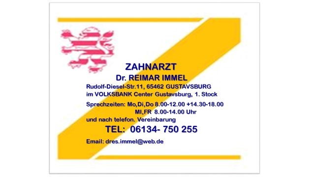 Dr. REIMAR IMMEL, Zahnarzt in Ginsheim-Gustavsburg