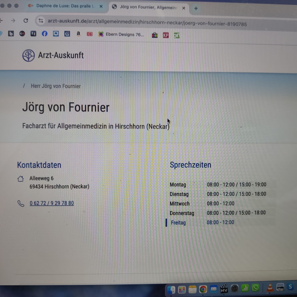 Jörg von Fournier, Arzt in Hirschhorn (Neckar)