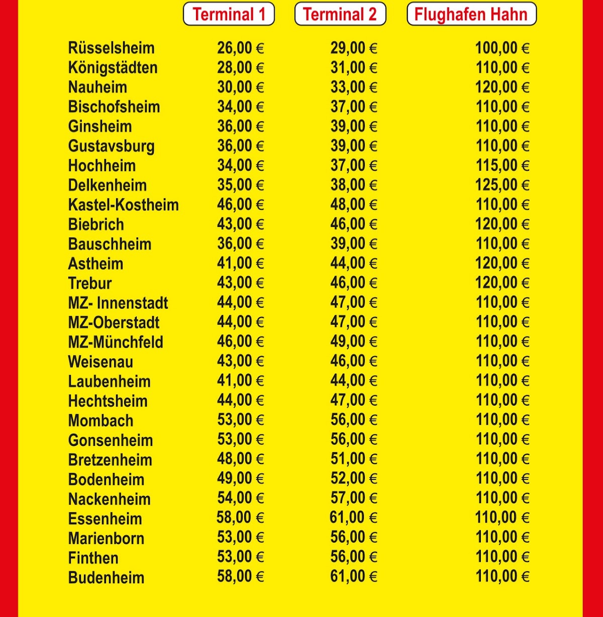 Taxi Flughafen, Taxi in Bischofsheim