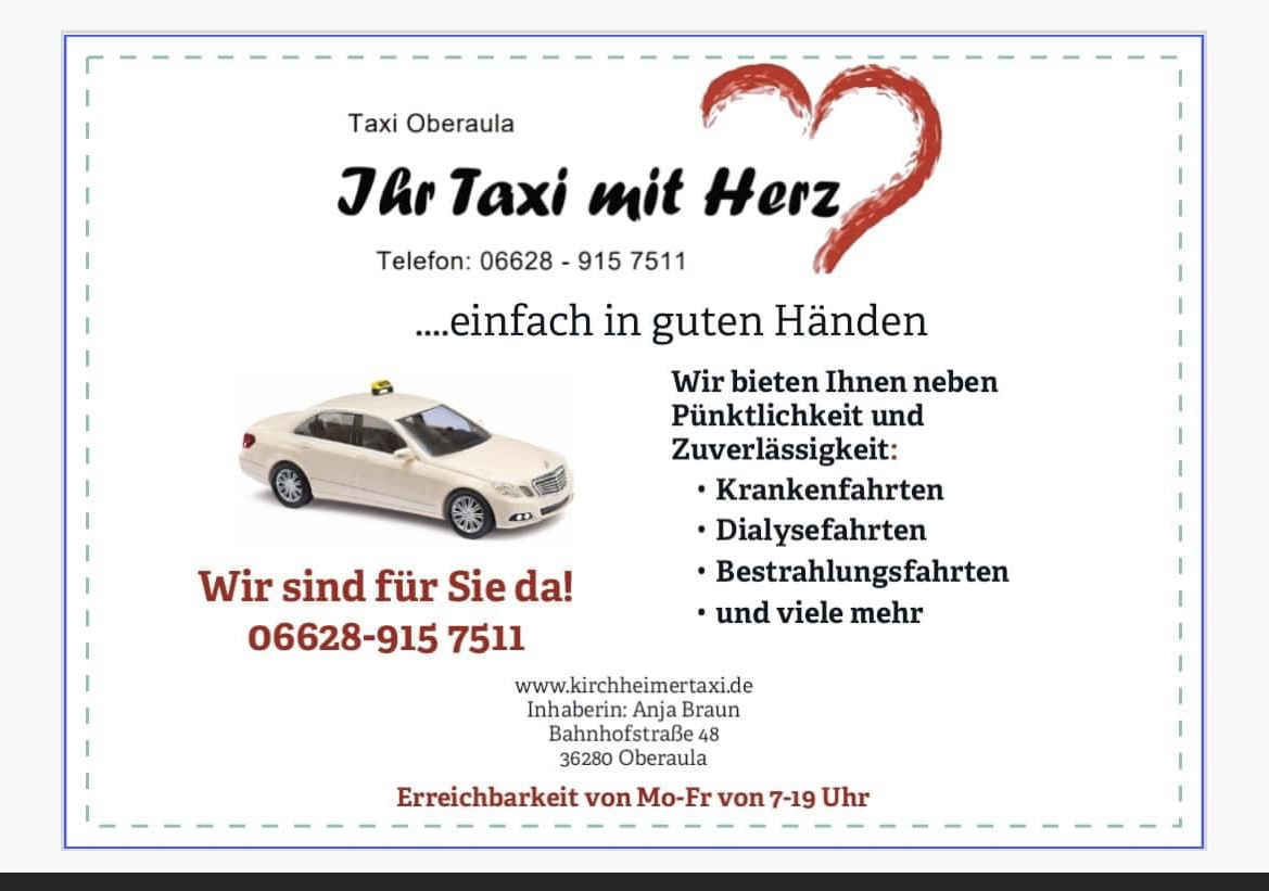 Taxi mit Herz, Taxi in Oberaula – Foto 1 von 1